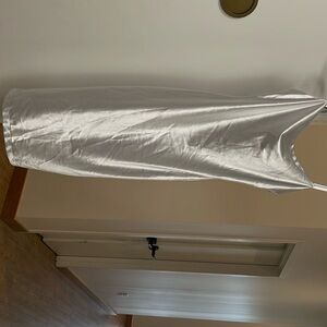 White silk slip dress